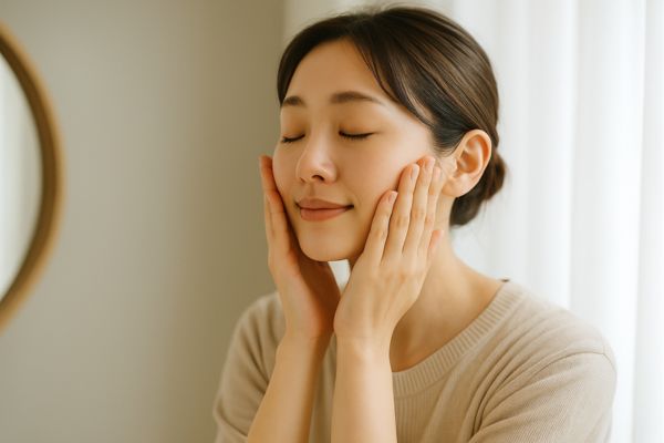 スキンケアする女性