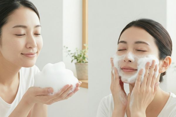 やさしい泡で洗顔