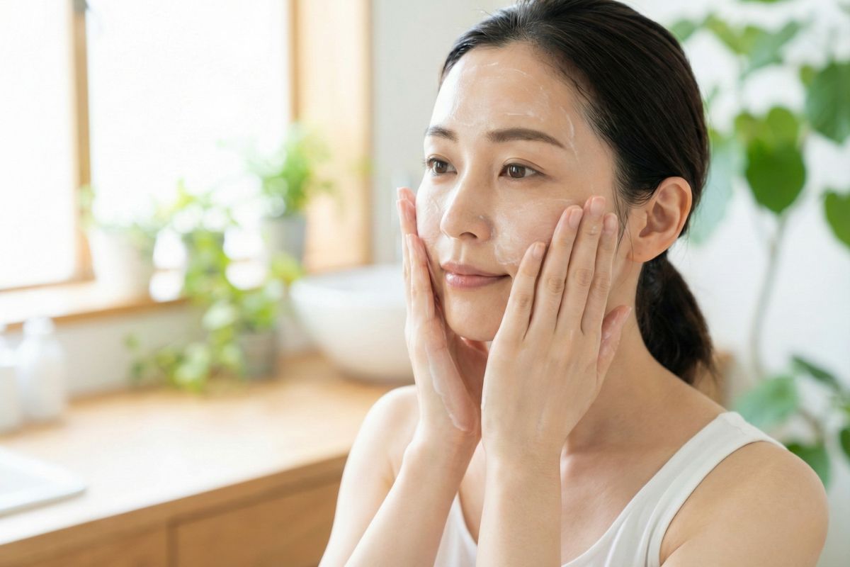 クレンジングする女性
