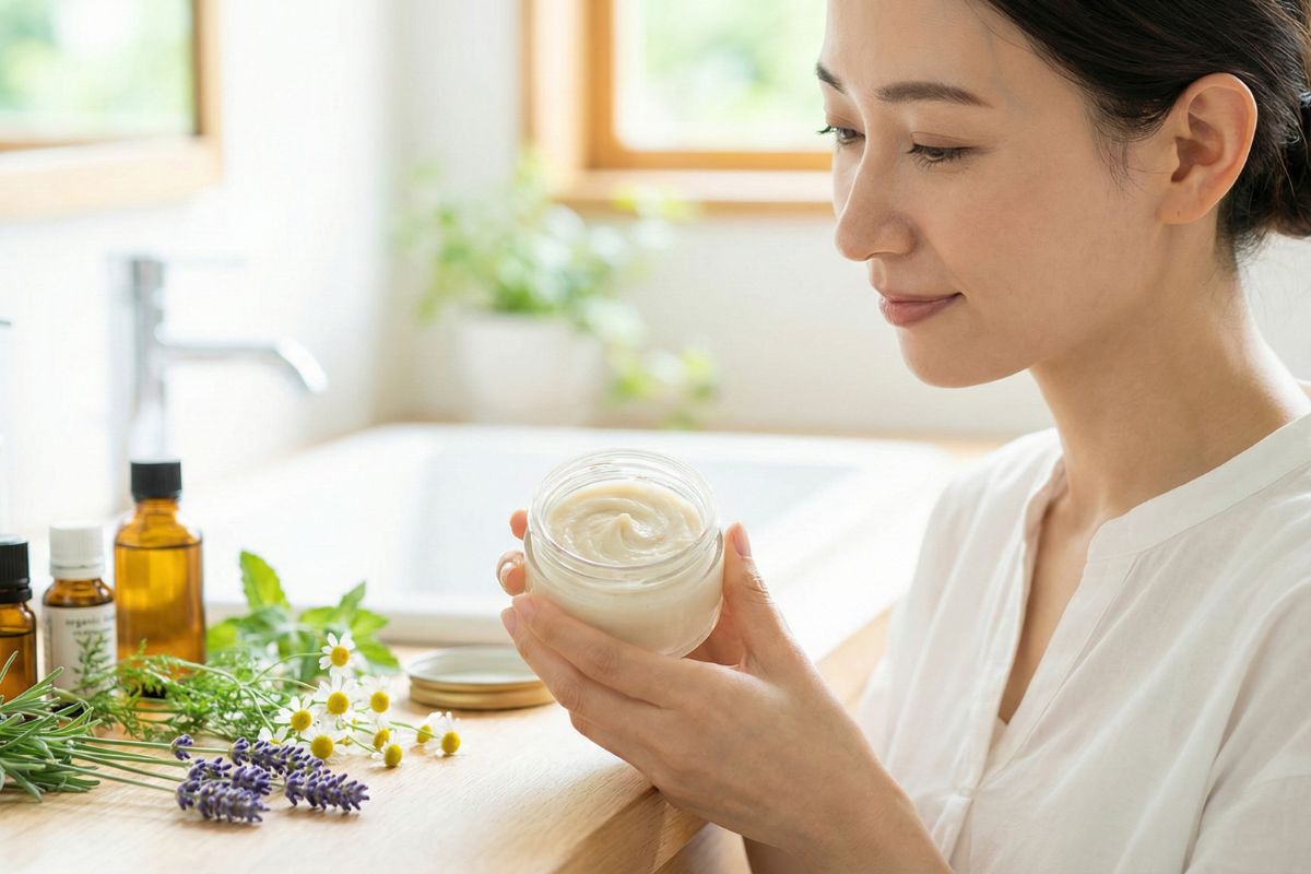 生せっけんを持つ女性