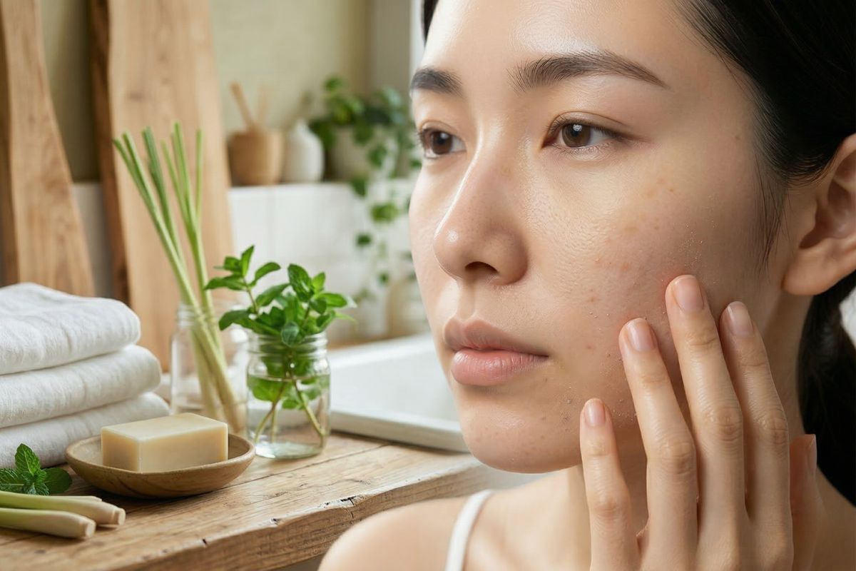 肌荒れした女性