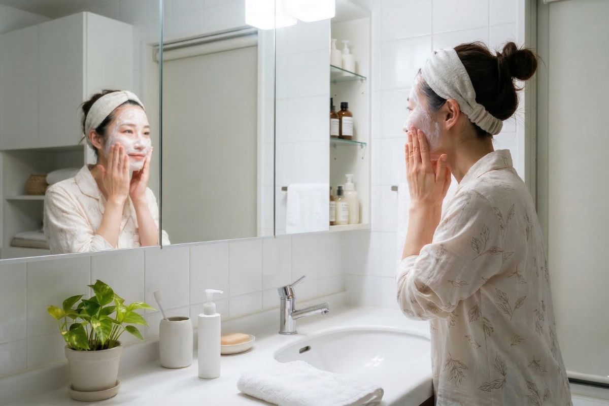 クレンジングする女性
