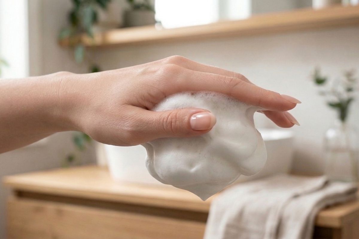 逆さにしても落ちない泡