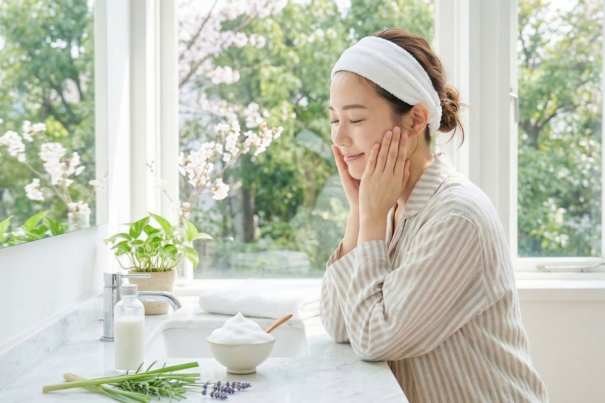 鏡のまえの女性