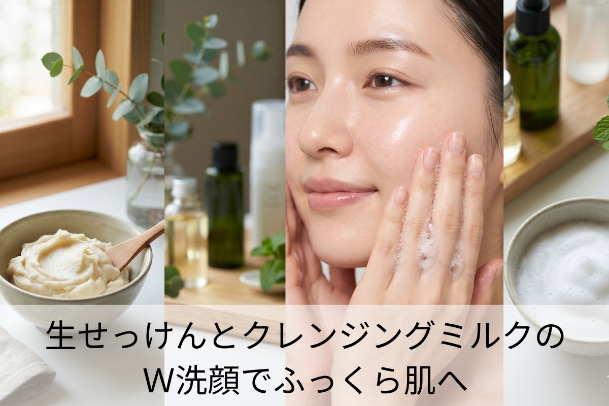 生せっけんとクレンジングミルクのＷ洗顔でふっくら肌へ
