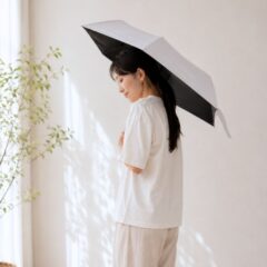 折りたたみ日傘 遮光率99.9％（アイボリー）